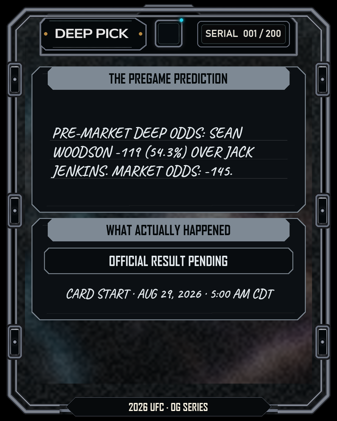 Sean Woodson ML collectible pregame back